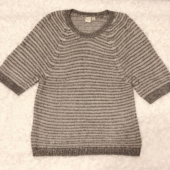 Anthropologie Yellow Bird Metallic Knit Sweater M - Picture 3 of 7